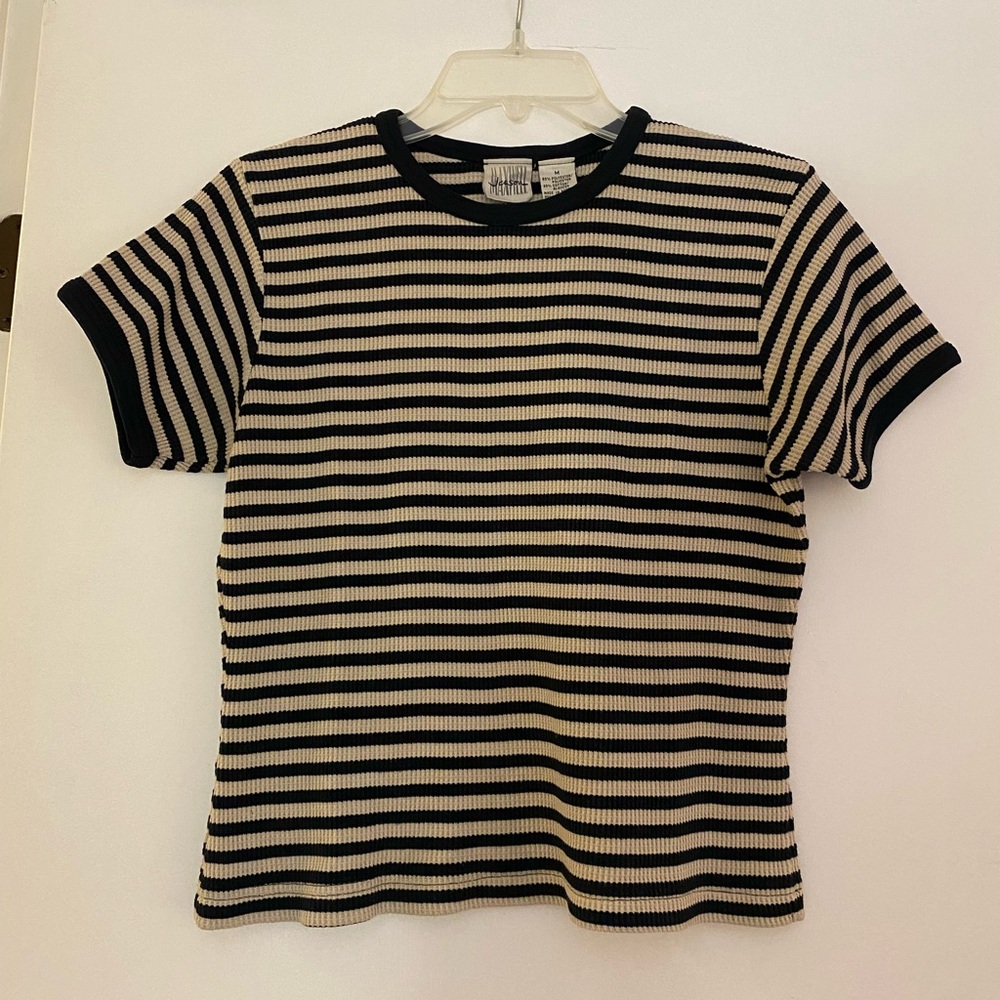 Jason Maxwell Black and Cream Striped Top